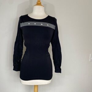 Alala Women's Black Gray Perforated Long Sleeve Stretch Top Size XS Athleisure